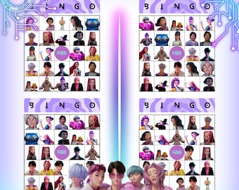 Jeu de bingo KPDH inspiré des chasseurs de démons K-Pop | PDF à télécharger et à imprimer chez soi | 5x5 (25) cases par feuille | 20 feuilles