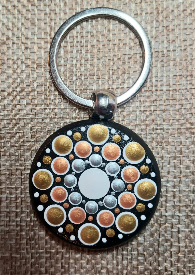 Decorated Keychains Hand Painted Keychain, Mandala Dot Art - Etsy