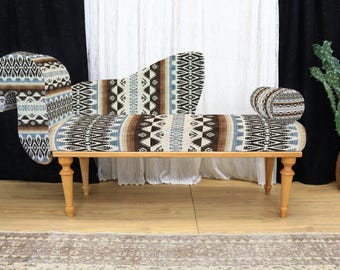Sillón tapizado, sofá de meditación, sofá cama, sofá chaise longue, sofá bohemio, tocador, muebles hechos a mano, sofá con forma de gato