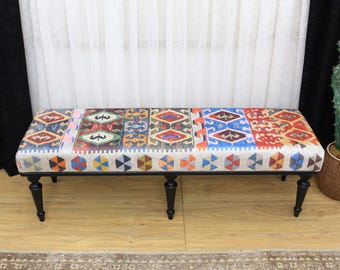 Hallway Bench, Upholstered Bench, Bohemian Design Bench, Living Room Bench, End Of Bed Bench, Entry Bench, Dining Room Bench, Shoe Bench