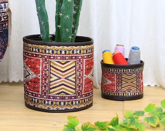 Colorful pot cover, Oversized Storage Basket for Bedroom, Patio basket, Plant basket, Kilim pattern basket, Basket, Magazine basket