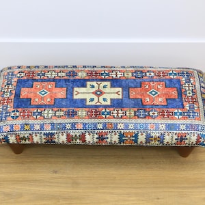 Oriental Footrest pouf, Ottoman stool, foot stool, Comfortable furniture, Horse printed, Farmhouse bench, Footstool bench, Step stool,