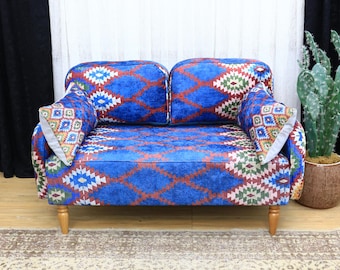 Sofa Couch with Cushion, Comfort Armchair for Living Room,  Soft Seating, Kilim Bench, Ottoman Sofa, Bench, Sleeper Sofa, Chair with Armrest