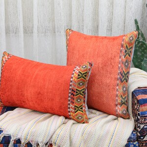 Boho Pillow, Blue Turkish Rug Pillow, Throw Pillow Cover, Decorative Lumbar Pillow, Cotton Pillow, Euro Sham, Vintage Kilim Pillow