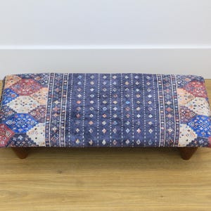Footstool Ottoman, Upholstered Bench with Fine Quality Turkish Handmade Fabric, Turkish Bench,Bedroom Seat, Handmade Furniture, Home Decor
