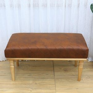 Leather ottoman bench, Chesterfield bench, Sofa bench, End of bed bench, Pub bench, Accent bench, Coffee table bench, Shoe bench, Vt Brown