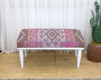 Upholstered Vanity Chair, Footstool Bench with Cushion, Comfortable Dorm Seating, Bean Bag Seat or Resting Seat for Bedroom and Living Room