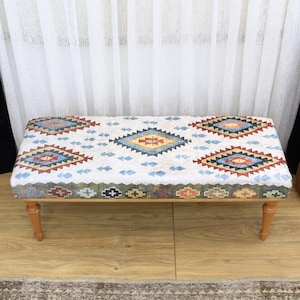 Bench For Bedroom, Dressing Table Bench, Bench For Entry, Cushioned Bench, Shoe Bench, Hallway Bench, Coffee Table, Kilim Rug Bench