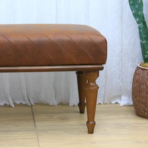 Leather ottoman bench, Chesterfield bench, Sofa bench, End of bed bench, Pub bench, Accent bench, Coffee table bench, Shoe bench, Vt Brown