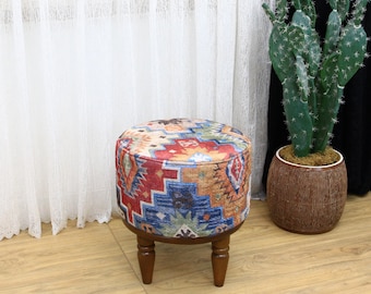 Living room coffee table, handmade bench, ottoman bench, round table, upholstered bench, breakfast table, boho bench,