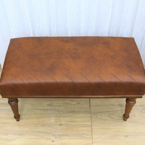 Leather ottoman bench, Chesterfield bench, Sofa bench, End of bed bench, Pub bench, Accent bench, Coffee table bench, Shoe bench, Vt Brown