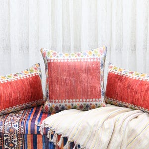Rug Print Pillow Case, Red Turkish Carpet Pattern Pillow Cover, Ethnic & Boho Kilim Design Cushion Cover, Ottoman Decor, All Sizes Pillow