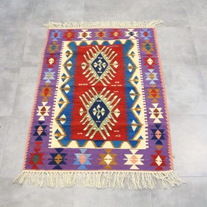Natural wool rug, Area rug, Turkish rug, Vintage rug, Handmade rug, Kilim rug, Tribal rug, Livingroom rug, Home decor, 4.0 x 5.6 ft