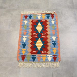 Small cecim kilim rug, Turkish vintage boho rug, Handmade kilim rug, Doormat rug, Bathroom kilim rug, Home decor, Kilim, 2.7 x 3.8ft,