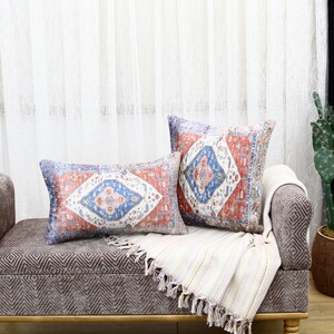Traditional Turkish rug design pillow cover, worn looking Aztec print ethnic home decor, boho throw pillow, authentic pillow case