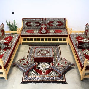 Majlis Sofa Set, Wooden Bench Cushions, Outdoor Patio Furniture