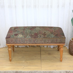 Boho Kilim Ottoman Bench, Multi-Purpose Upholstered Seating, Footstool, TV Chair, Makeup Stool, Resting Bench, Kilim Home Decor Accent, Seat