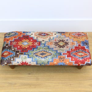 Footstool Bench, Desk Bench, Ottoman Bench, Upholstered Bench, Turkish Rug Bench, Kilim Bench, Home Decor Bench, Handmade Bench,Vanity Bench
