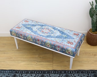 Kilim Bench For Entryway And Bedroom, Ottoman Bench, Long Footstool Or Vanity Seating, Dining Bench, Printed Bench, Dressing Table Bench