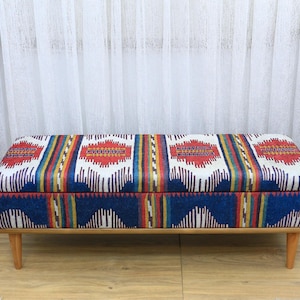 Ottoman Bench, Upholstered Storage Ottoman, Hidden Bench, Modern Home Decor, Furniture for Bedroom, Kilim Rug Bench, Chest Bench, Bed Bench