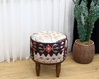 Upholstered Footstool, Ottoman Pouf, Vanity bench, Pouf Chair, Foot Rest Stool, Bedroom Pouf, Accent Stool, Sitting Pouf, Entry Bench,