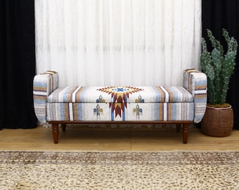 Ottoman Storage Bench, Bohemian Bench for Bedroom & Hallway, Stylish Home Decor with Storage Compartment, Shoe Storage Bench, Piano Bench