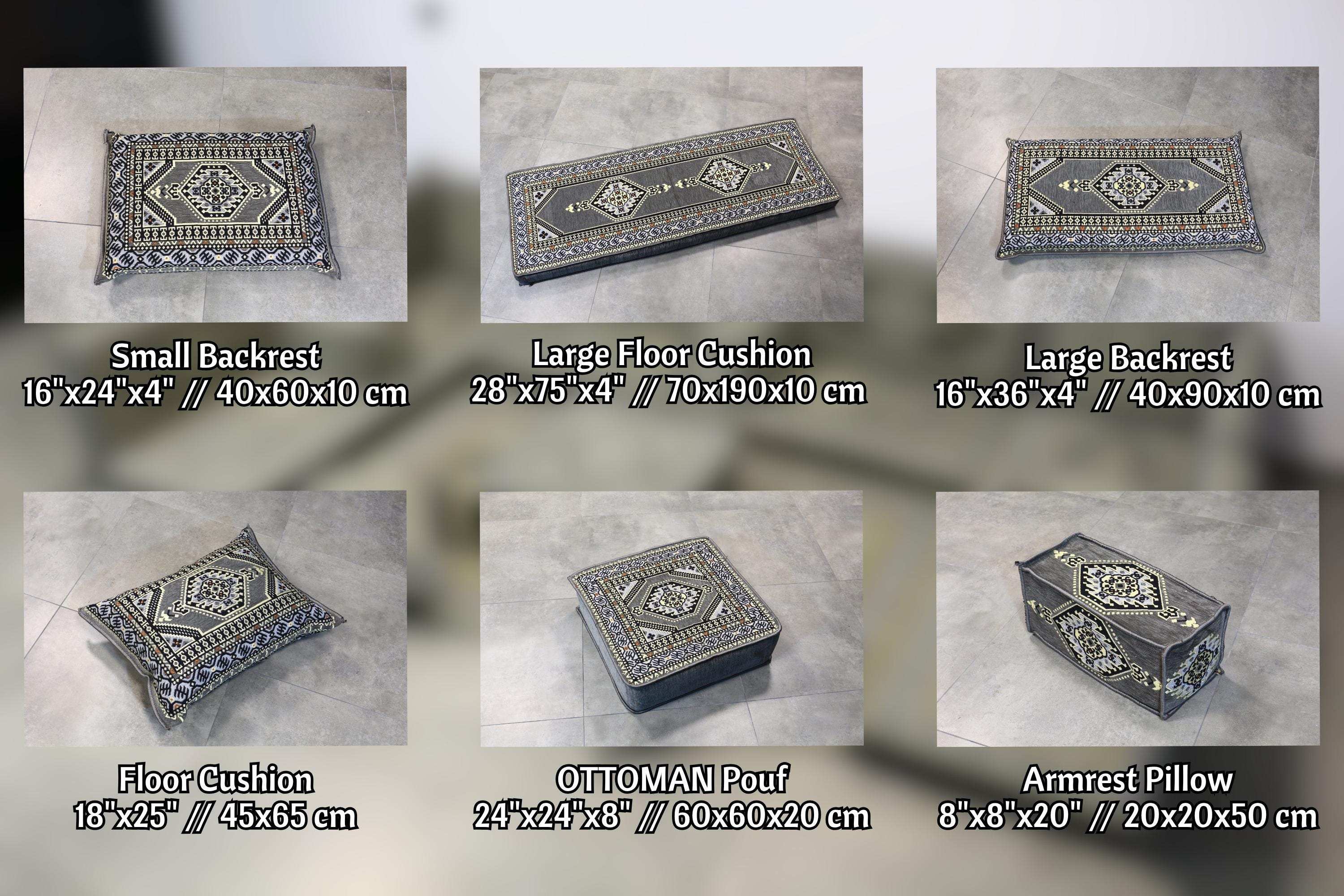 Gray Seat Arabic Sofa Set, Oriental Seating, Turkish Sofa, Living