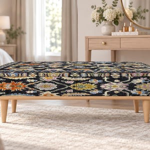 Upholstered Storage Bench, Tribal Print Design, Entryway Shoe Bench, Extra Seating Idea