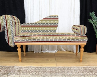 Chaise longue, sofá tapizado, asiento de ventana de madera, sofá cama, sofá hecho a mano, sofá bohemio, sillón de lectura, sillón decorativo, decoración del hogar