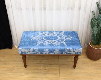Ottoman storage, Kilim upholstered bench, Hallway organizer, Chest bench, Bed end bench, Mudroom bench, Footstool bench, Kilim Bedroom Bench