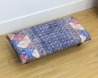 Footstool Ottoman, Upholstered Bench with Fine Quality Turkish Handmade Fabric, Turkish Bench,Bedroom Seat, Handmade Furniture, Home Decor