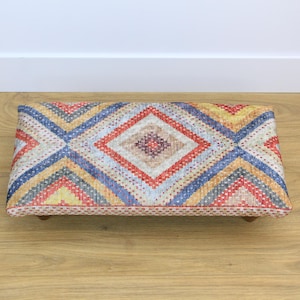 Ottoman Footstool, Handcrafted Ottoman, Cozy Wooden Foot Rest, Stylish Home Decor, Low Stool, Bed Step Stool, Unique Accent Furniture Stool