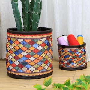 cozy basket , basket planter, plant pot holder, planter pack, southwestern basket, handmade basket, wide basket, flower pot cover