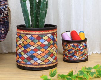 cozy basket , basket planter, plant pot holder, planter pack, southwestern basket, handmade basket, wide basket, flower pot cover