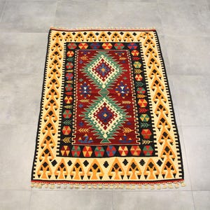 TURKISH RUG, kilim rug, vintage rug, oushak rug, area rug, bohemian rug, boho decor, home decor, woven rug, carpet, 3.9 x 6.1 ft Small kilim