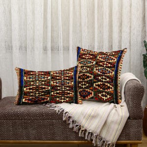 Groot kelimkussen, Turks tapijt gestoffeerd kussen, decoratief lendekussen, bohodecor, rustiek decor, woonkamerdecor