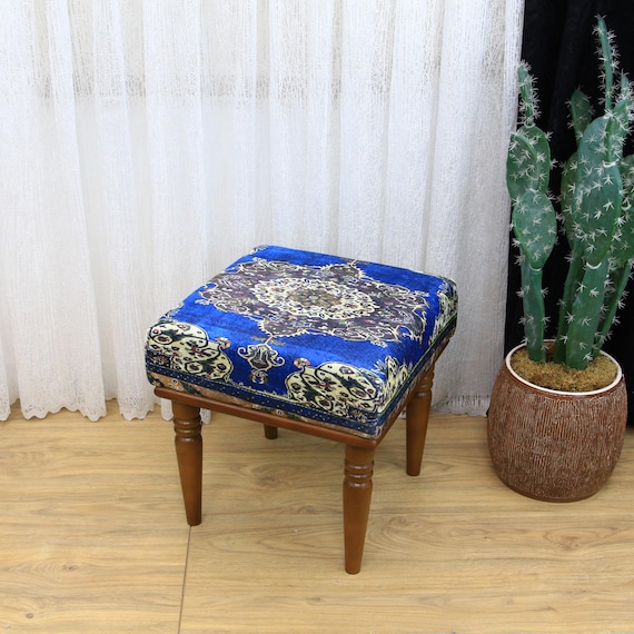 blue dressing table chair Blue Upholstered Dining Chair | Streamlined Design | Velvet Fabric