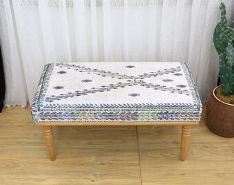 Banco de dormitorio, banco para zapatos, mueble de pasillo, reposapiés kilim, otomana decorativa, banco de entrada, regalo de inauguración, banco para sentarse, banco de piano