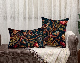Vintage Kilim Cushion, Ethnic Cushion Cover with Animal Design, Traditional Ethnic Style Decor, Bird Pattern Pillow, Modern Square Pillow