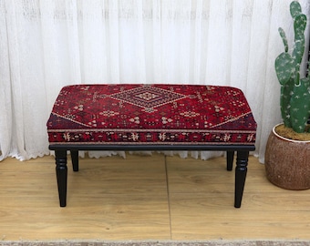 Ottomane Bank, Fußhocker, gepolsterte Sitzbank, türkische Teppichbank, Klavierhocker, Boho-Möbel, Schlafzimmerbank, Esszimmerstuhl für Zuhause