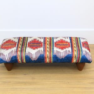 Footstool Ottoman, Upholstered Bench with Fine Quality Turkish Handmade Fabric, Turkish Bench,Bedroom Seat, Handmade Furniture, Home Decor