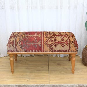 Porch bench, Patio bench, Outdoor stool, Garden bench, Rustic wood bench, Front yard bench, Cozy weatherproof bench, Bohemian Stool Bench
