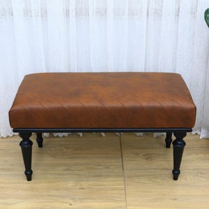 Leather ottoman bench, Chesterfield bench, Sofa bench, End of bed bench, Pub bench, Accent bench, Coffee table bench, Shoe bench, Vt Brown