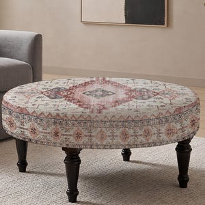 Patchwork Print Ottoman Bench, Upholstered Pouffe, Farmhouse Decor, First Home Gift zdjęcie 7