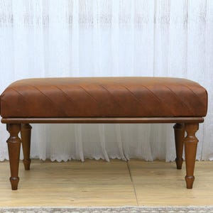 Leather ottoman bench, Chesterfield bench, Sofa bench, End of bed bench, Pub bench, Accent bench, Coffee table bench, Shoe bench, Vt Brown