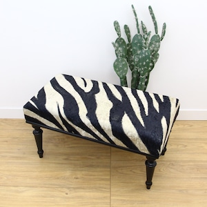 Zebra Accent Chair, Ottoman Chair, Floor Chair, Vanity Chair, Dressing Table Chair, Upholstered Footstool, Home Decor Bench, Entry Bench