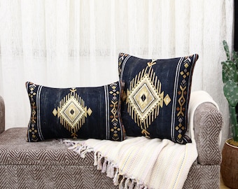 navy Blue Pillow Cover Rug Pillow, Contemporary Pillow Oriental Home Decor Pillow Decorative Pillow, Couch Pillow Throw Pillow Lumbar Pillow