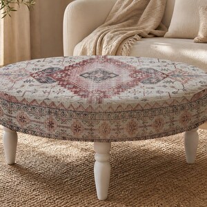 Patchwork Print Ottoman Bench, Upholstered Pouffe, Farmhouse Decor, First Home Gift zdjęcie 5