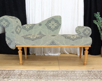 Divano chaise longue, poltrona imbottita, angolo lettura, seduta yoga, poltrona da toeletta, divano adatto agli animali domestici, panca con braccioli arrotolati, panca artigianale