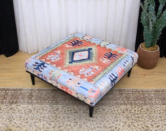 Ottoman Table, Stylish Furniture for Bedroom, Floral Tea Table, Chic Coffee Table, Modern Home Decor, Footstool, Upholstered Bench, Bench
